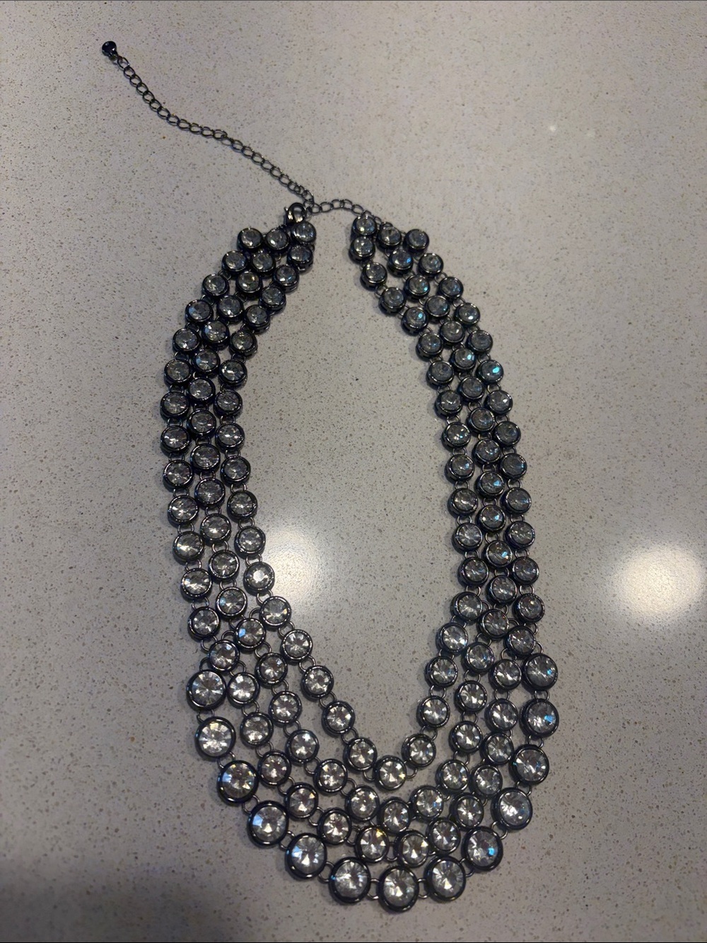 Lane Bryant Silver-Tone Multi Strand Crystal Collar Necklace